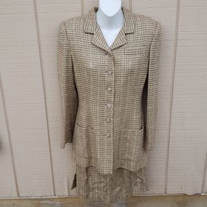CARLISLE Size 0/2 Tan Tweed Skirt Suit